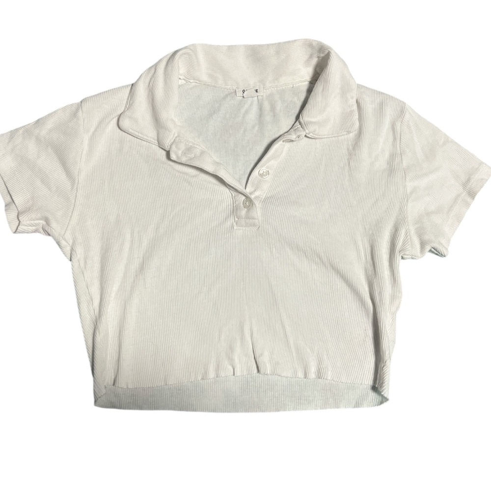 White Cropped Garage Polo